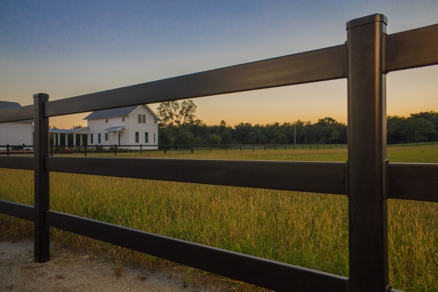 Black Horse Fencing, Buckley Fence Black Steel Board Fence