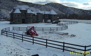 Buckley 3-Rail Black Fence Snow